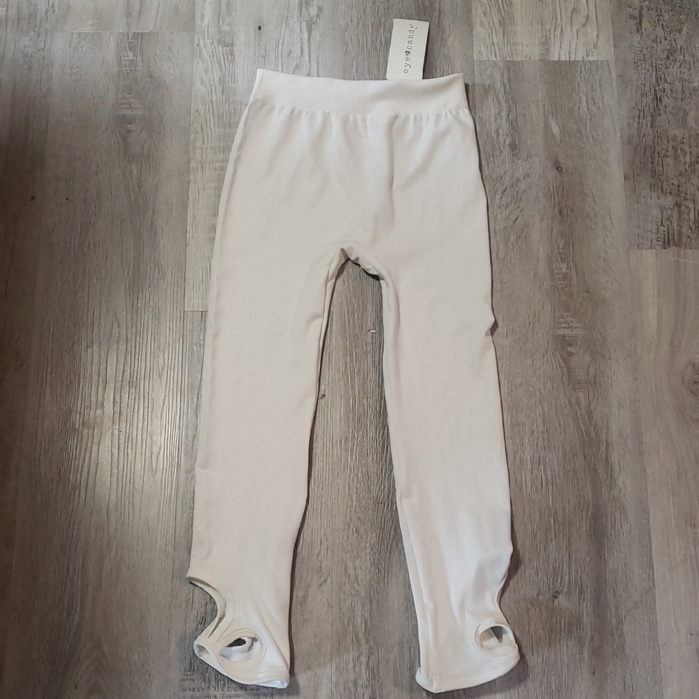 Kids White Eye candy Leggings NWT large